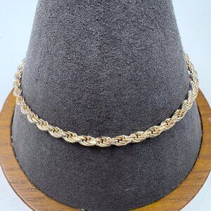 VTG Sterling Silver 925 Rope Chain Bracelet Lobster Clasp Size 7.5" Length